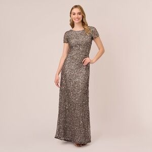 Silver Sequin Adrianna Papell Dress Women’s size 6 Wedding/Bridesmaid/Formal